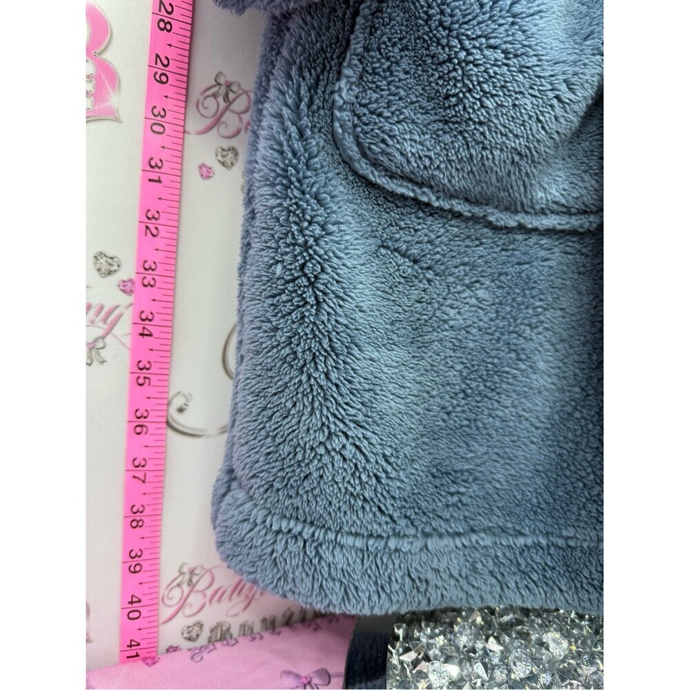 UGG robe blue soft fleece thick pockets Hooded Plush Robe in Slate Blue - Picture 4 of 11